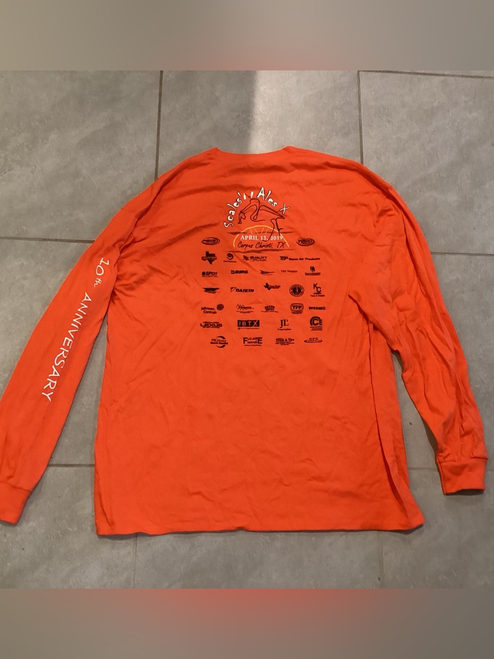 Event Logo Boating Safety Long Sleeve Tee in Bright Orange